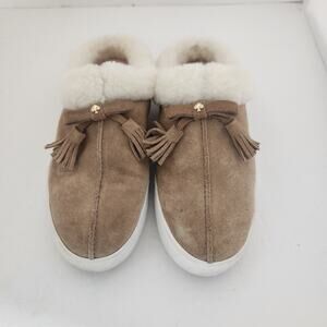 Kate Spade NY Limon Mules Womens Suede Slip On Slippers Tassel Sherpa Lined 7.5
